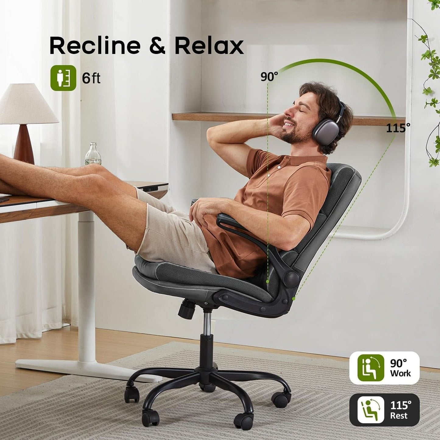 Gray Ergonomic Office Chair With Adjustable Height