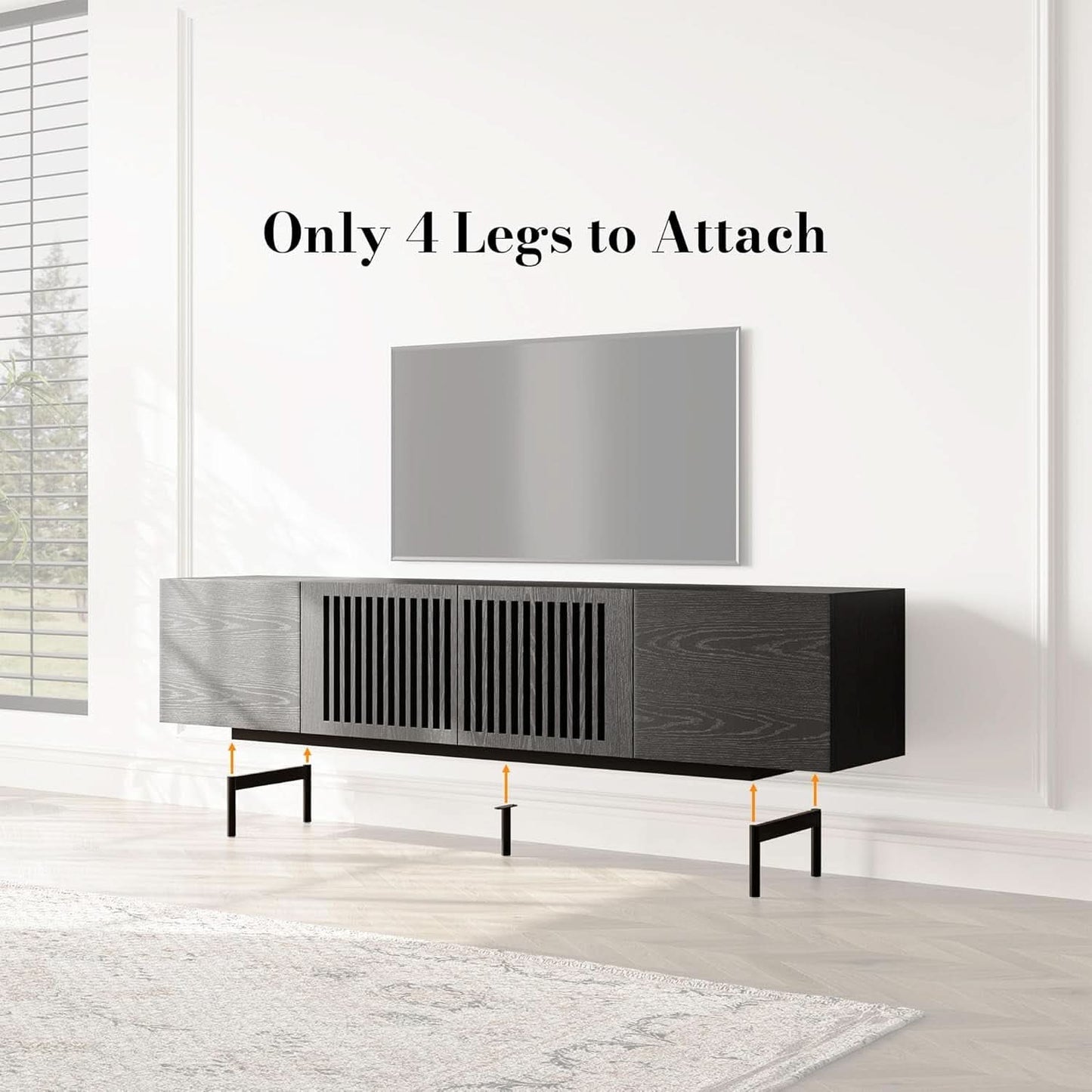 Modern Solid Wood TV Stand For 70 To 75 Inch TVs Black