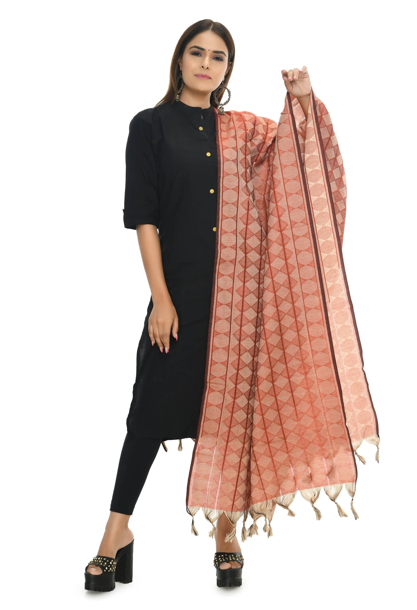 Mominos Fashion Moeza Handloom Cotton Red Dupatta