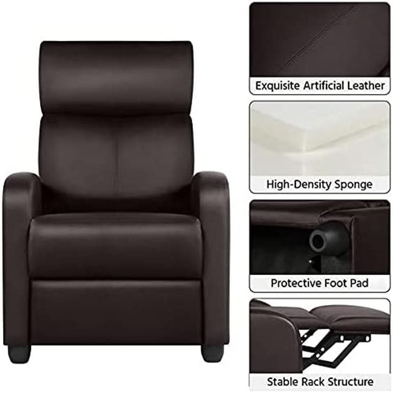Set Of 2 PU Leather Padded Recliner Chairs For Living Room