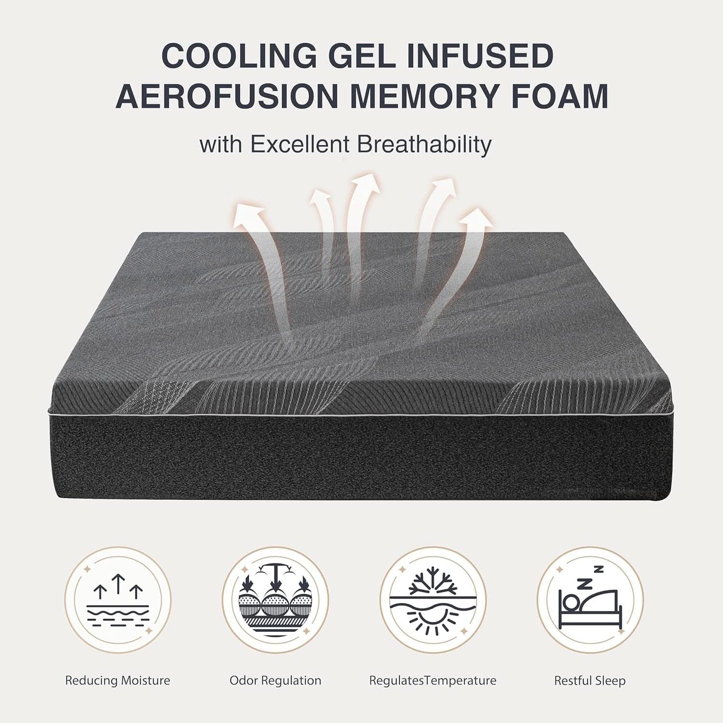 Queen Size Gel Memory Foam Mattress Thermoregulating