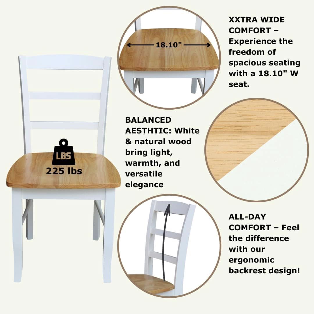 Madrid Ladderback Dining Chairs Parawood Construction White Natural