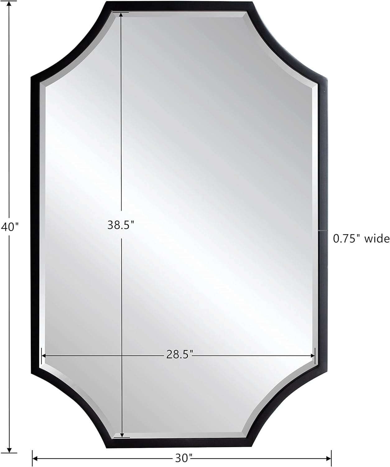 30x40 Black Bathroom Mirror With Gold Scalloped Frame