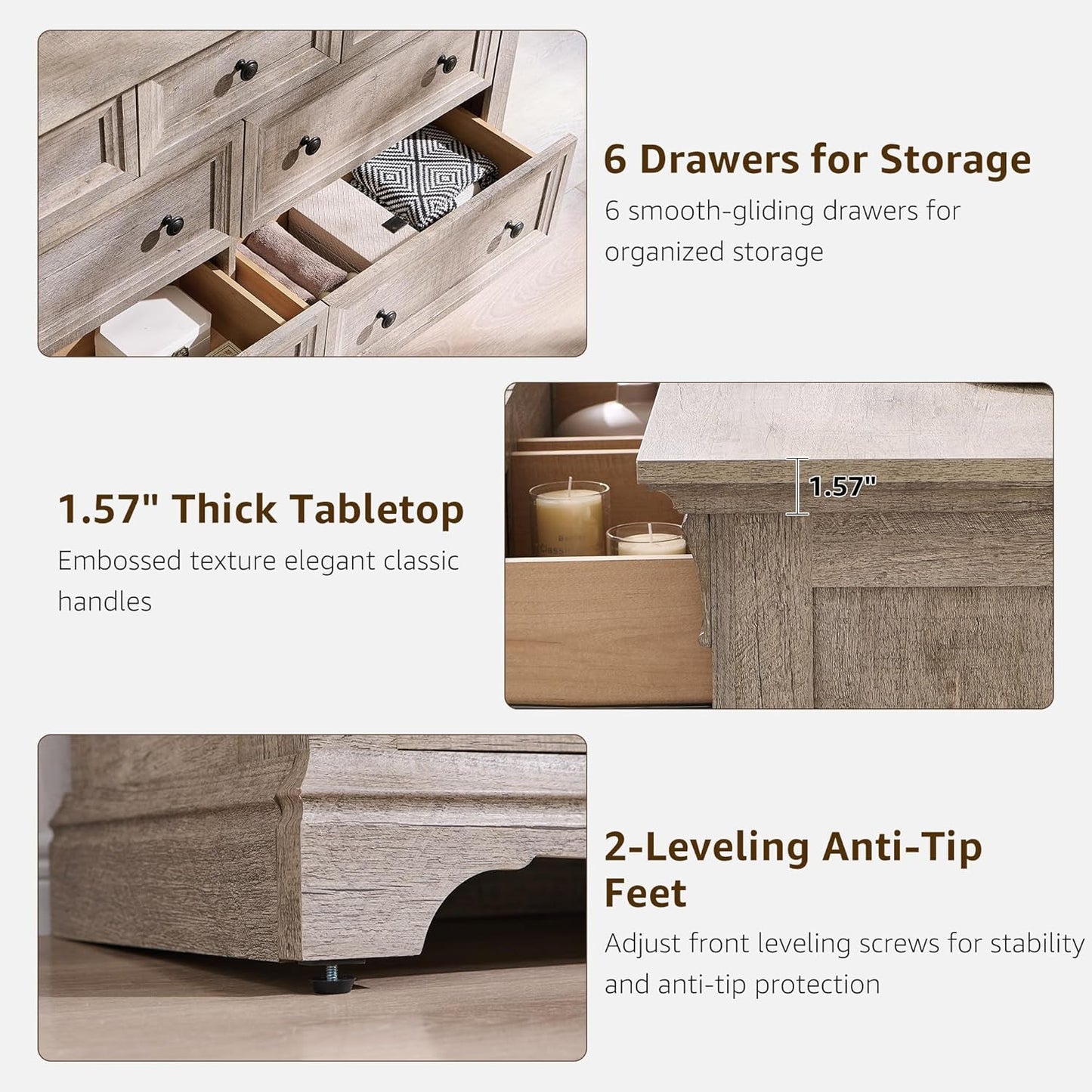 Dresser Cabinet FiftyFourInch Wide Distressed Oak Finish