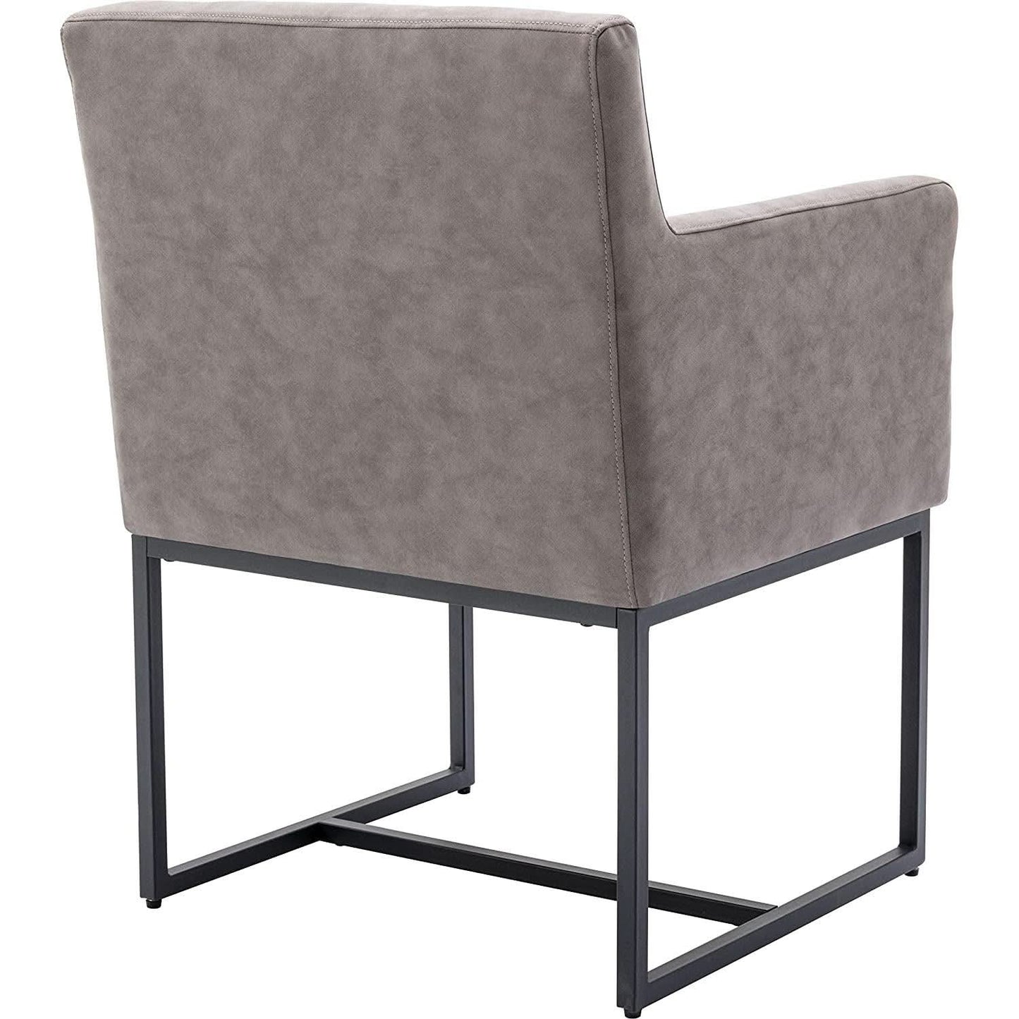 Set Of 4 Grey Upholstered Armchairs With Linen Fabric