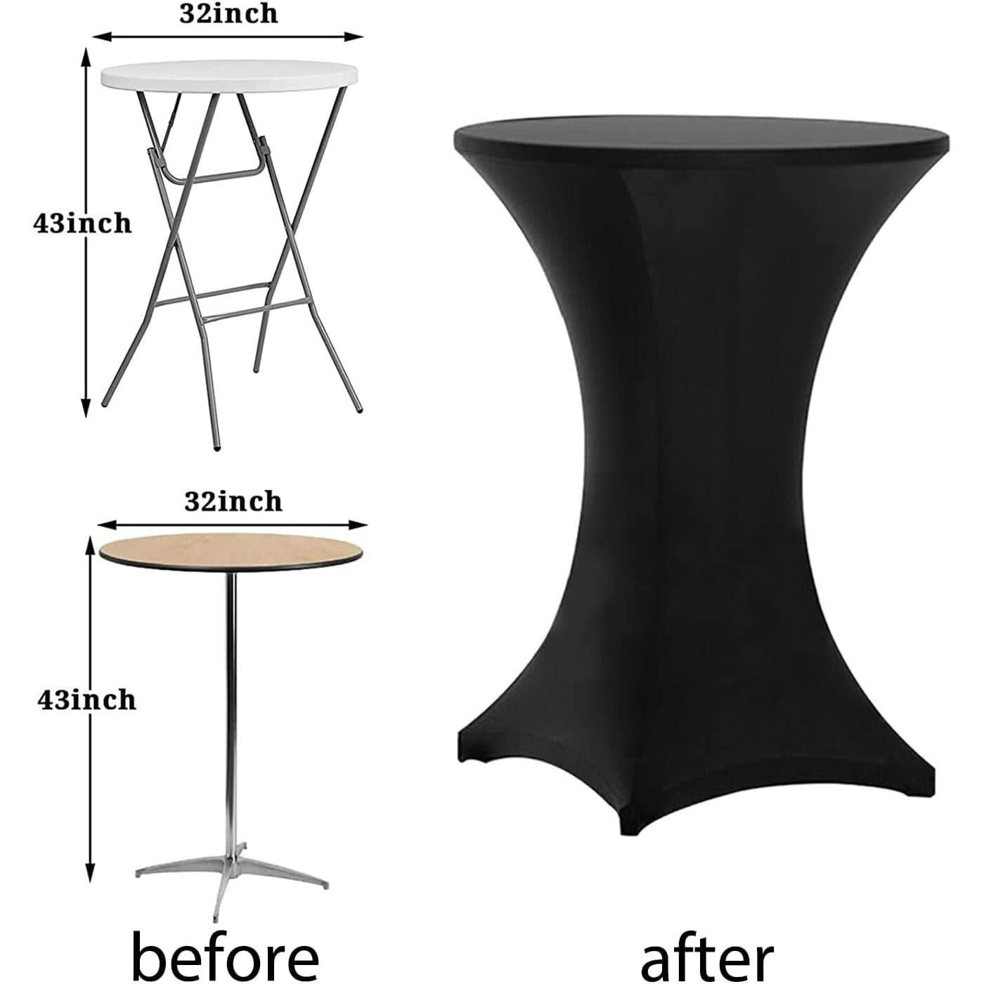 Spandex Cocktail Table Cover 32 Inch Round 8 Pack Set