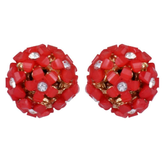 Trendoo Jewelry Gold-Polished Stylish Fancy Party Wear Red Studs