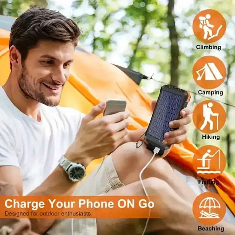 10000mAh Solar Power Bank with Flashlight