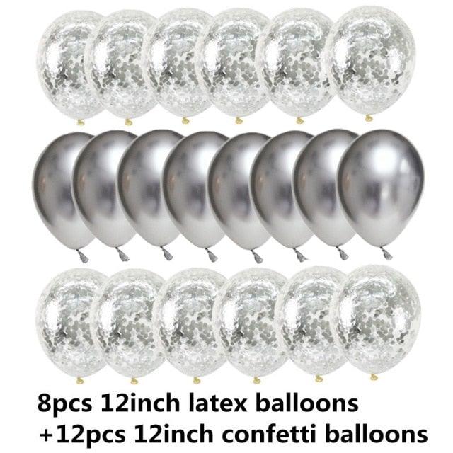 10/20 Star Metallic Confetti Latex Transparent 12inch Balloons For Baby Shower Birthday Party Wedding Decoration