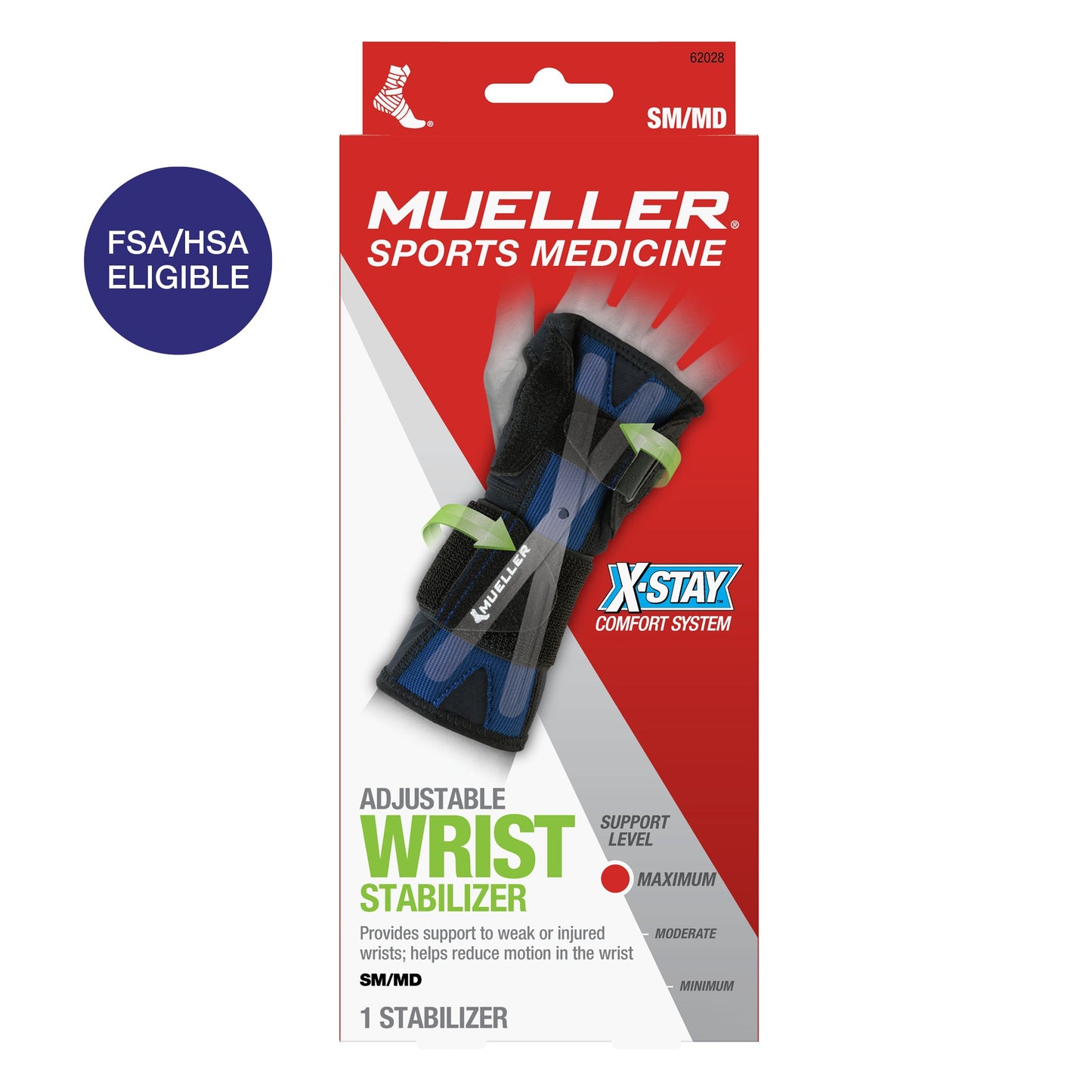 Mueller X-Stay Adjustable Wrist Stabilizer – Small/Medium (Black)