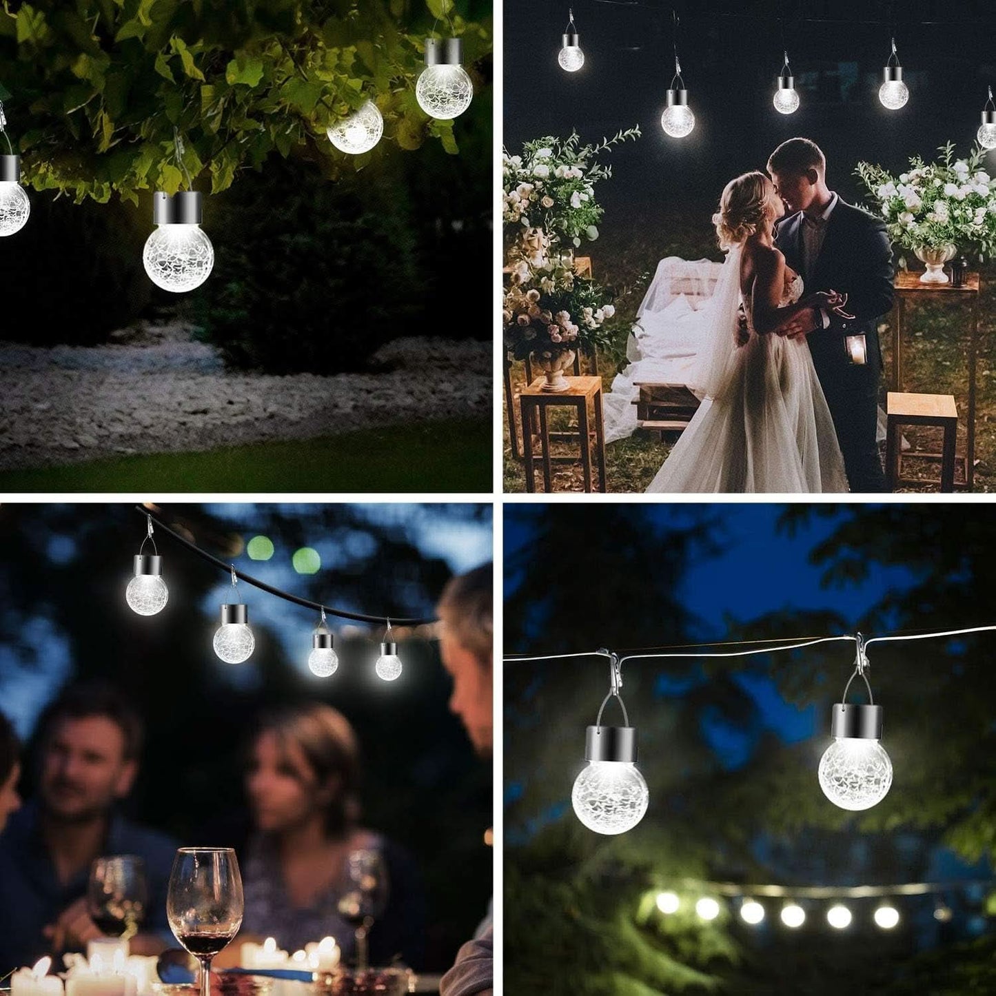 Solar Hanging Globe Lights Waterproof Cold White 24 Pack