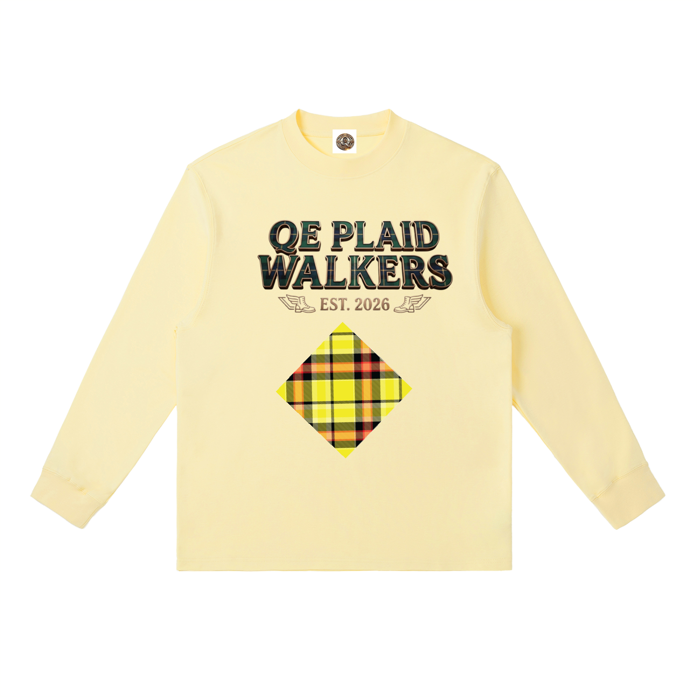 QE Plaid Walkers Essential Crewneck Long-Sleeve T-Shirt