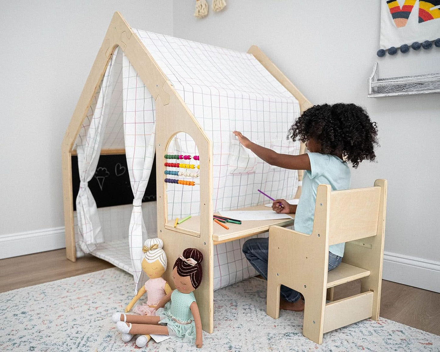 Large Colorful Indoor Playhouse FiveInOne Chalkboard