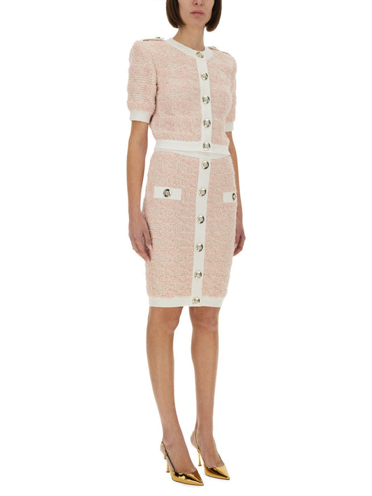 Balmain Women Tweed Midi Skirt