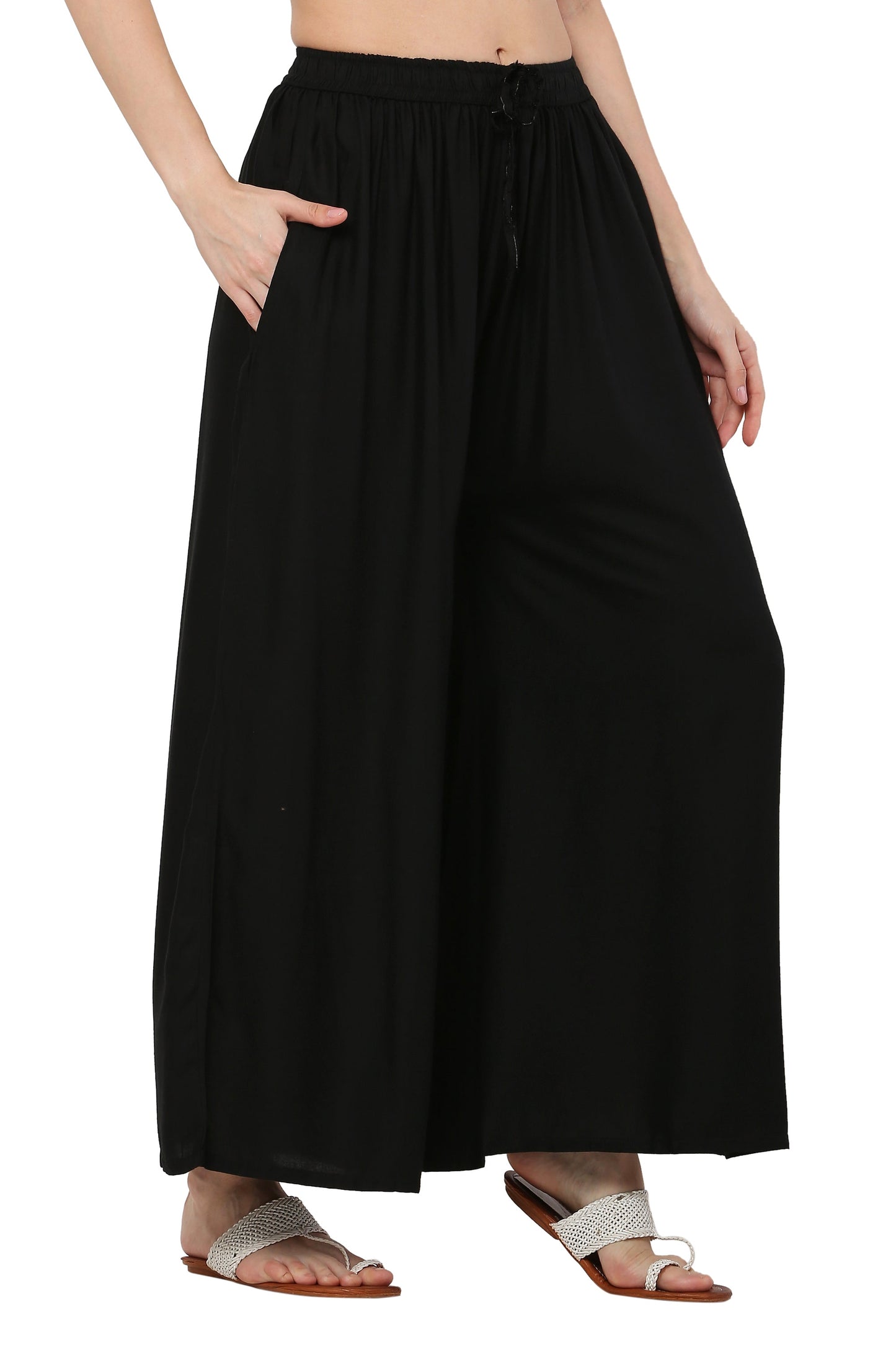 PAVONINE Black Color Rayon Fabric Jumbo Sharara For Women