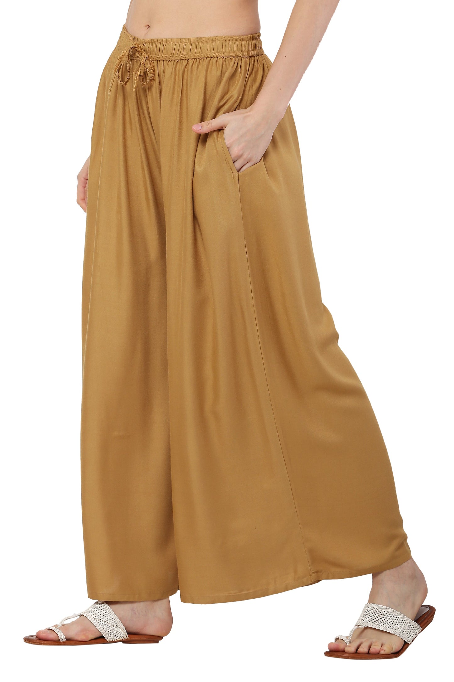 PAVONINE Beige Color Rayon Fabric Jumbo Sharara For Women