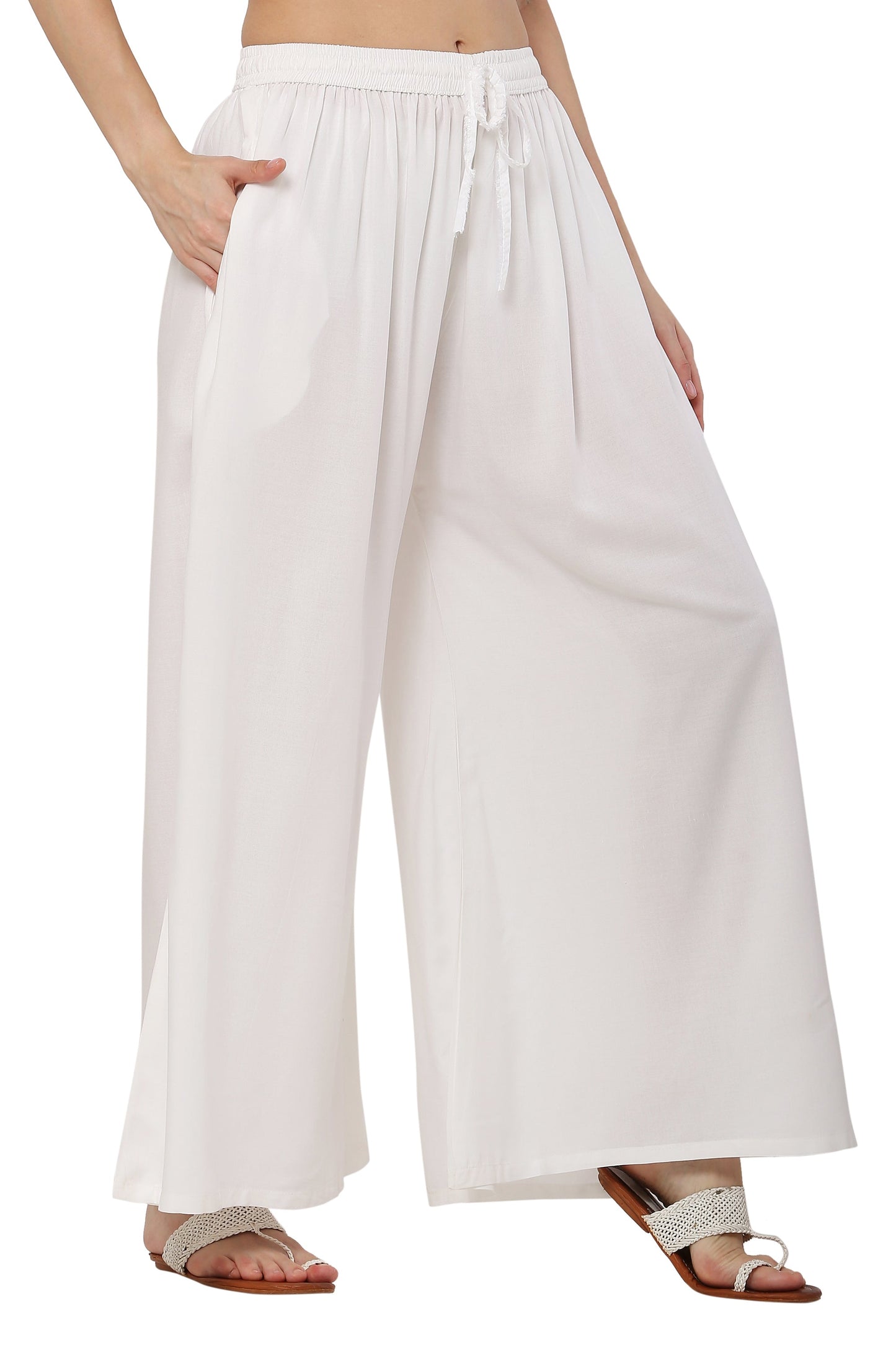 PAVONINE White Color Rayon Fabric Jumbo Sharara For Women