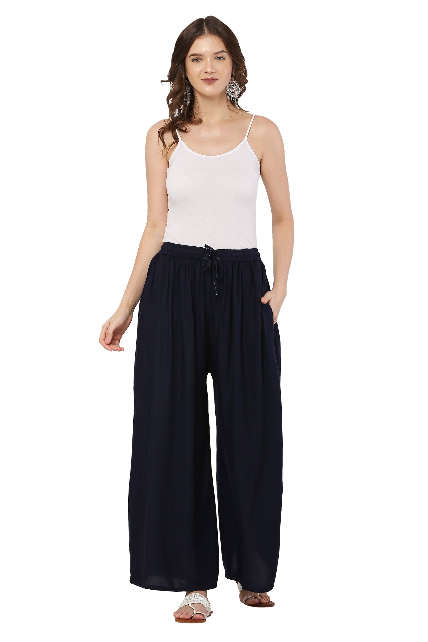 PAVONINE Navy Blue Color Rayon Fabric Jumbo Sharara For Women