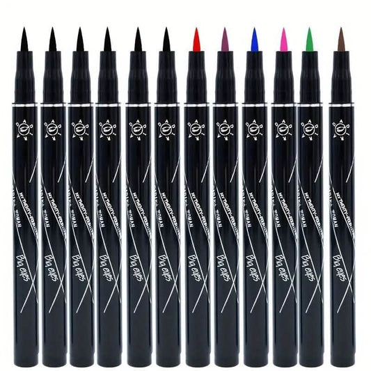 12-Pieces: Luxurious Waterproof Long-Wearing Liquid Eyeliner Set