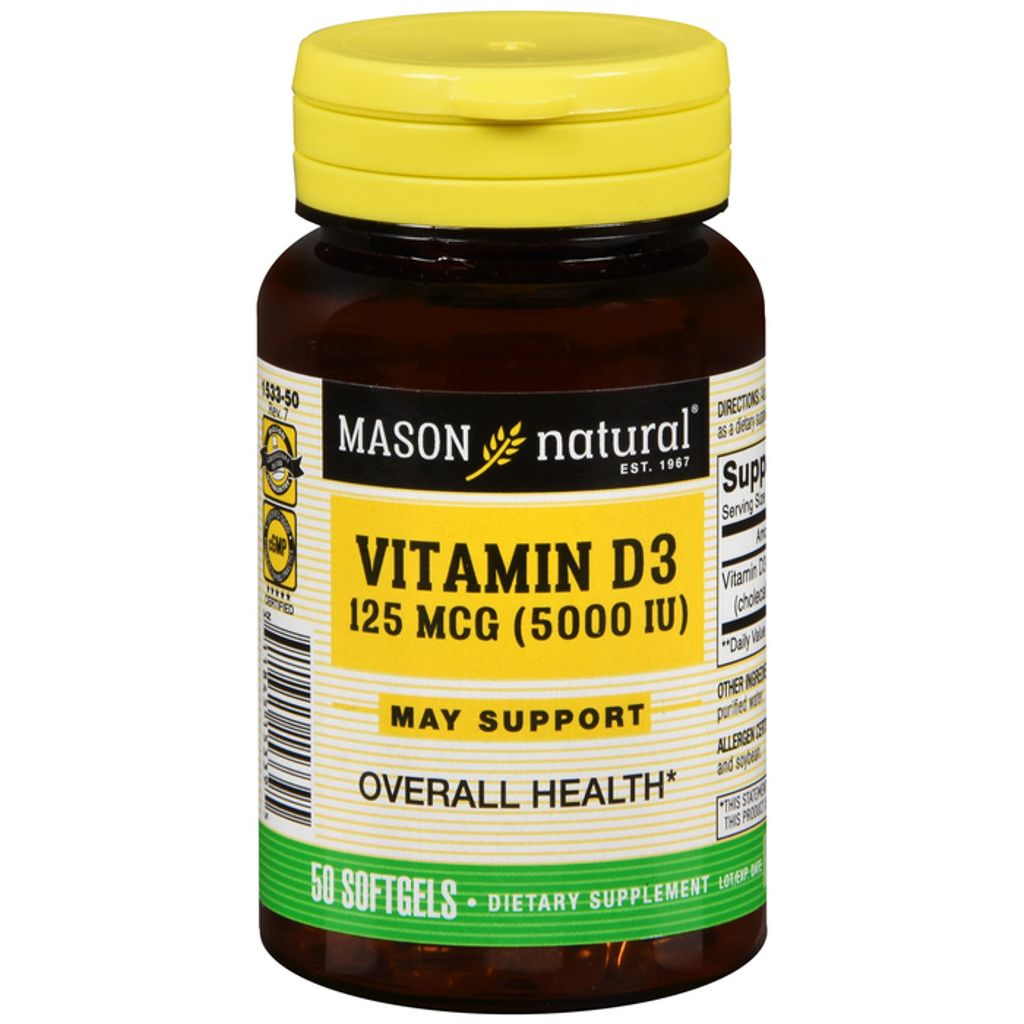 Mason Natural® Advanced Vitamin D3 – 5,000 IU (50 Softgels)