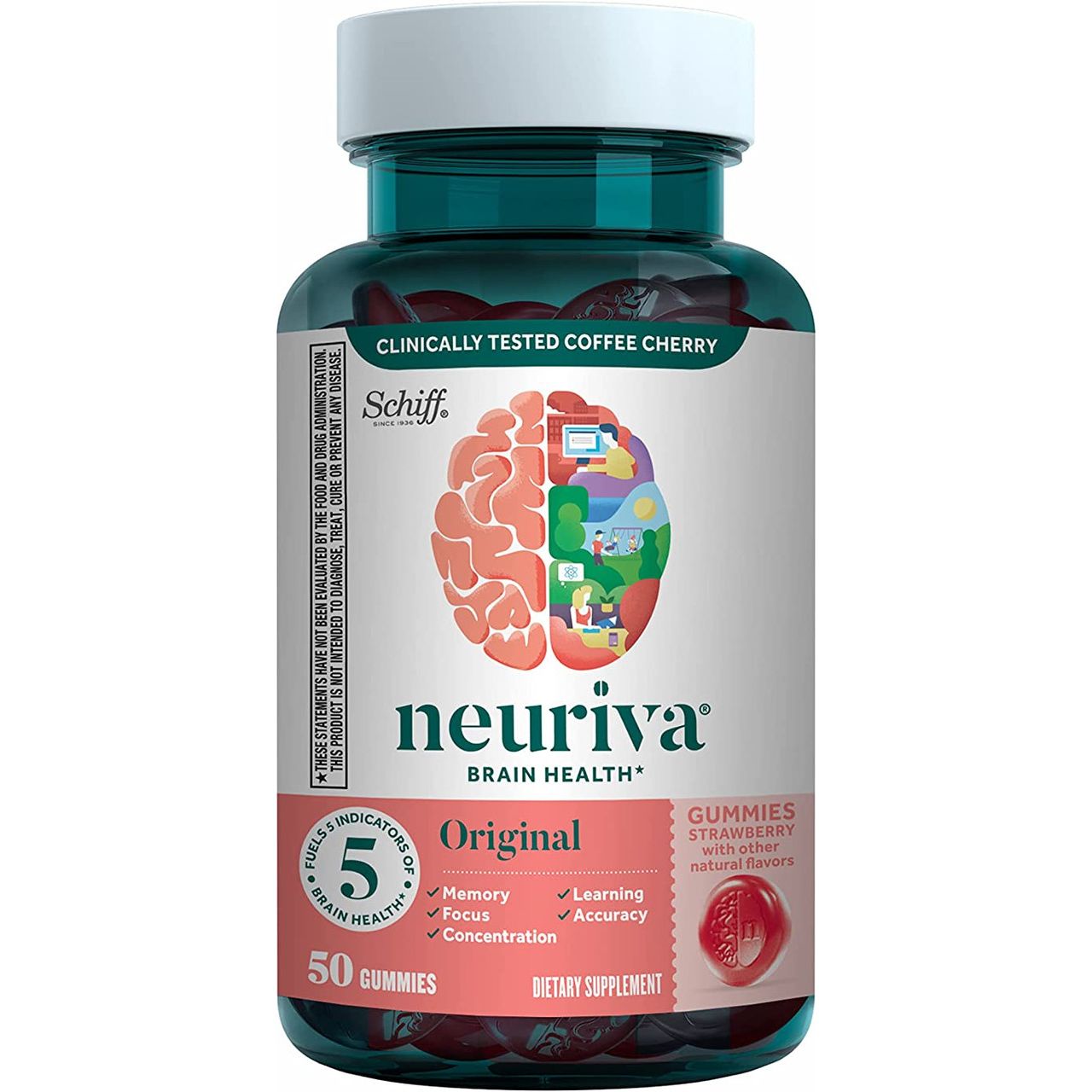 Neuriva Brain Health Supplement Original Gummies Strawberry 50 Ct