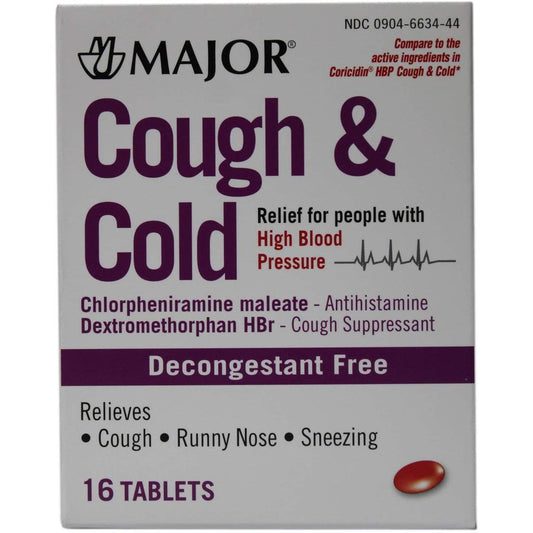 Major Cough & Cold Relief For High Blood Pressure, 16 Tablets
