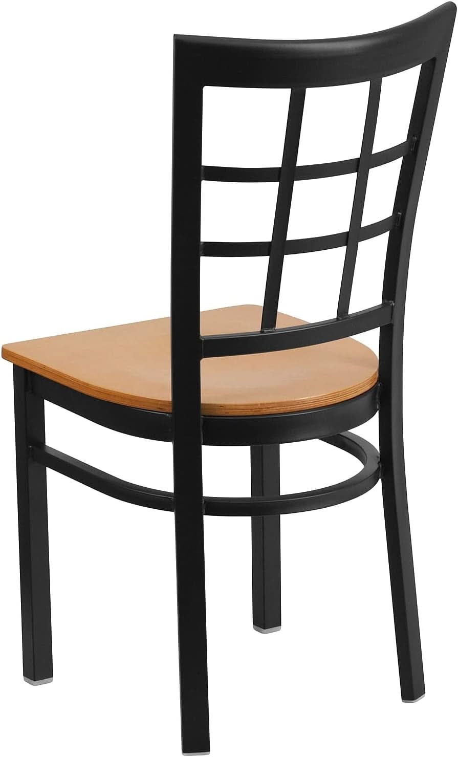 Hercules Series Black Metal Restaurant Chair With Wood Seat