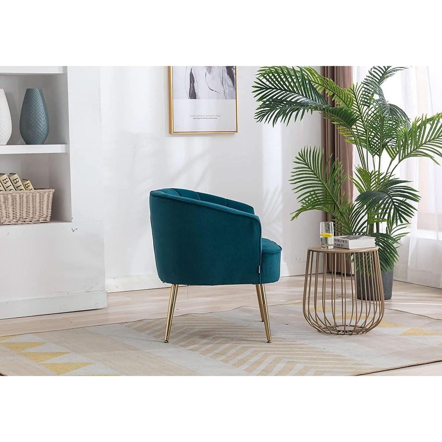 Teal Velvet Accent Chair With Golden Legs Ultra Plush