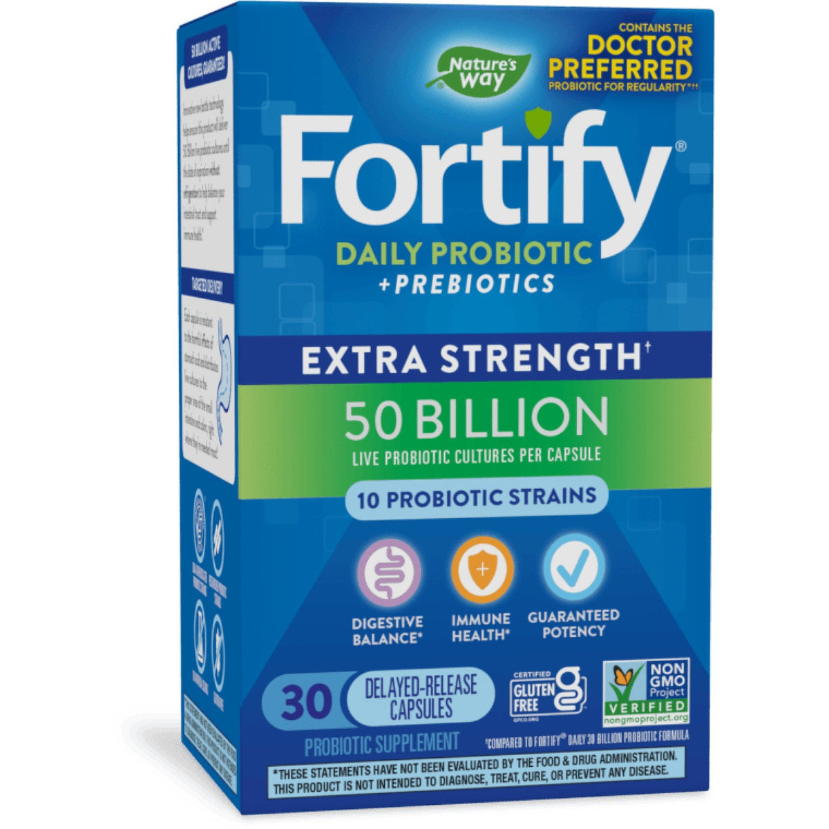Nature's Way Fortify Extra Strength Probiotic, 50 Billion Live Cultures, 30 Delayed Release Capsules