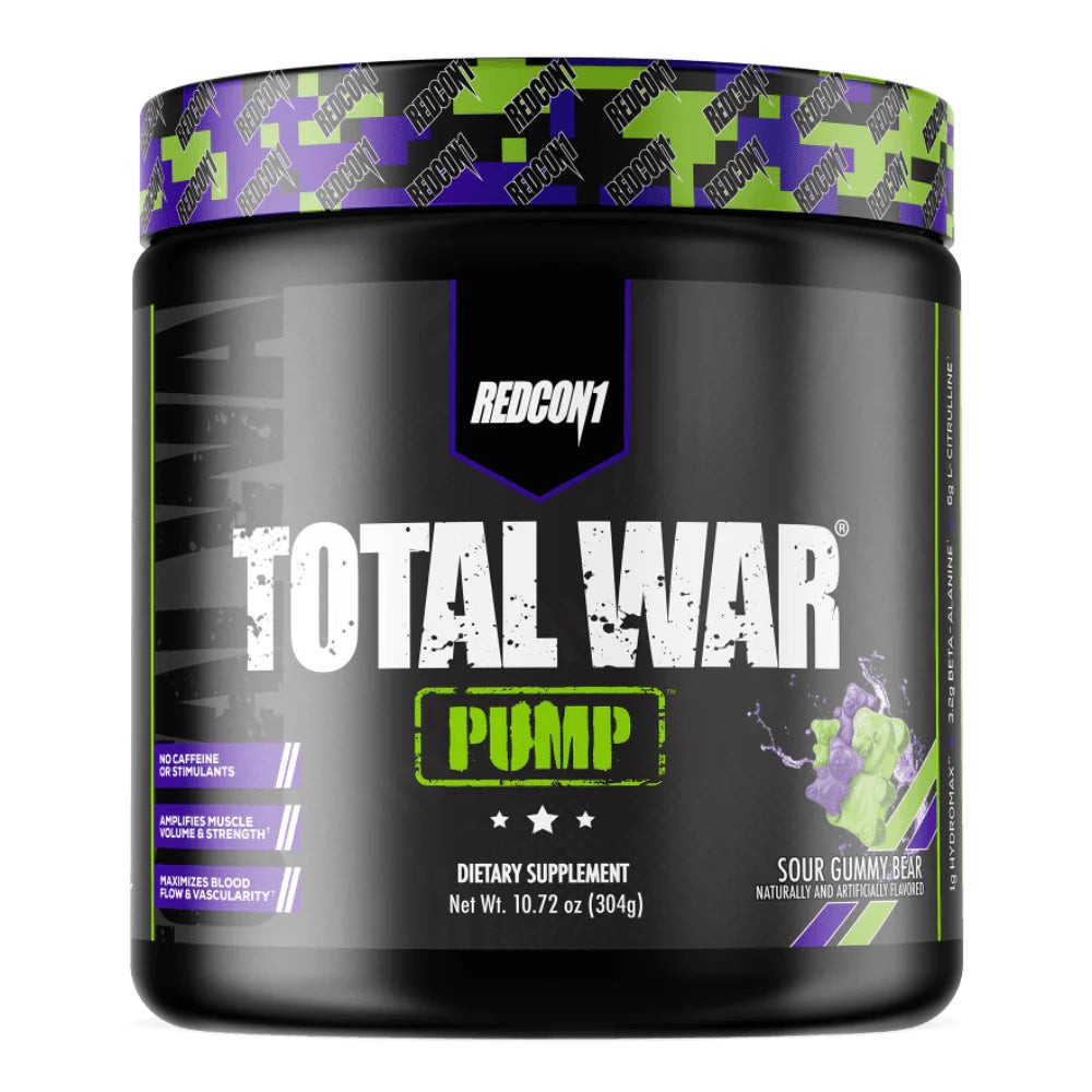 REDCON1 Total War Pump Non-Stim Pre-Workout, Sour Gummy Bear, 30 Servings