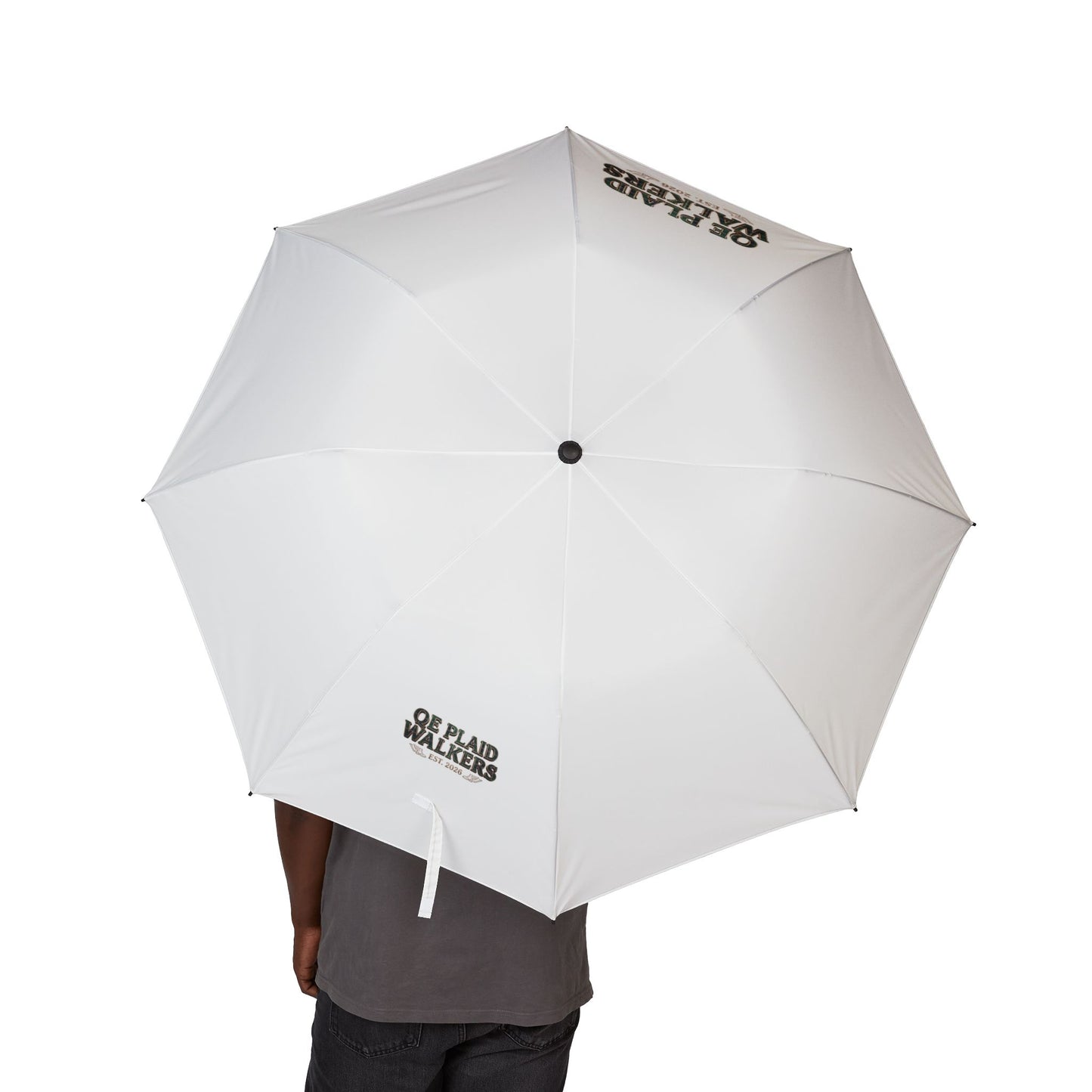 'QE Plaid Walkers' Logo Rain Travel Umbrella