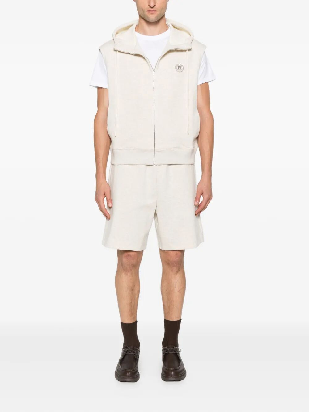 Fendi Men Ff Postcards Logo Print Cotton T-Shirt
