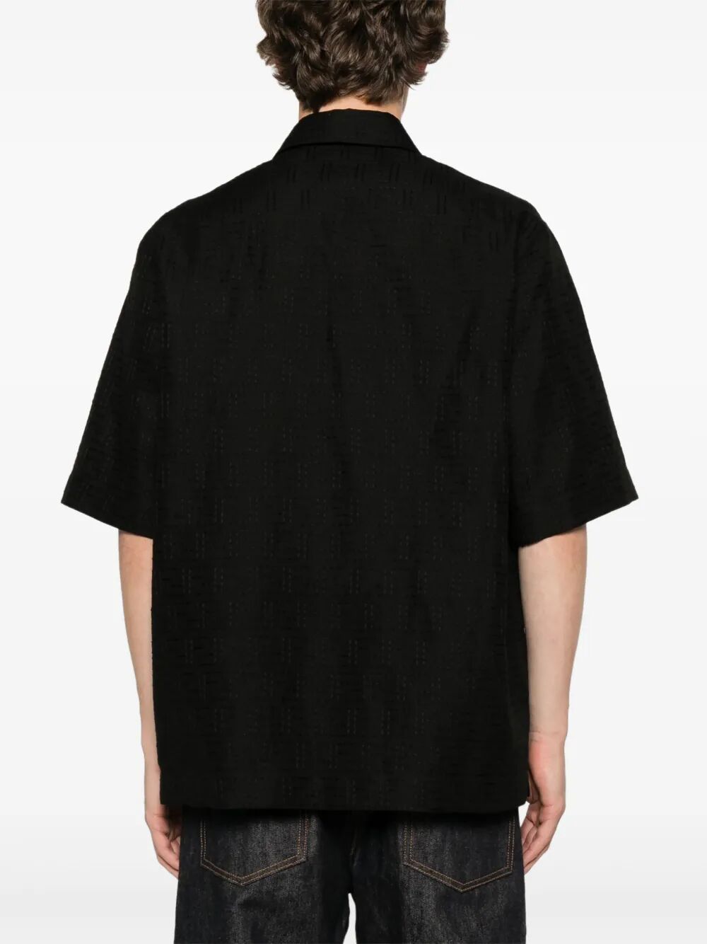 Fendi Men Linen Ff Jacquard Oversize Shirt