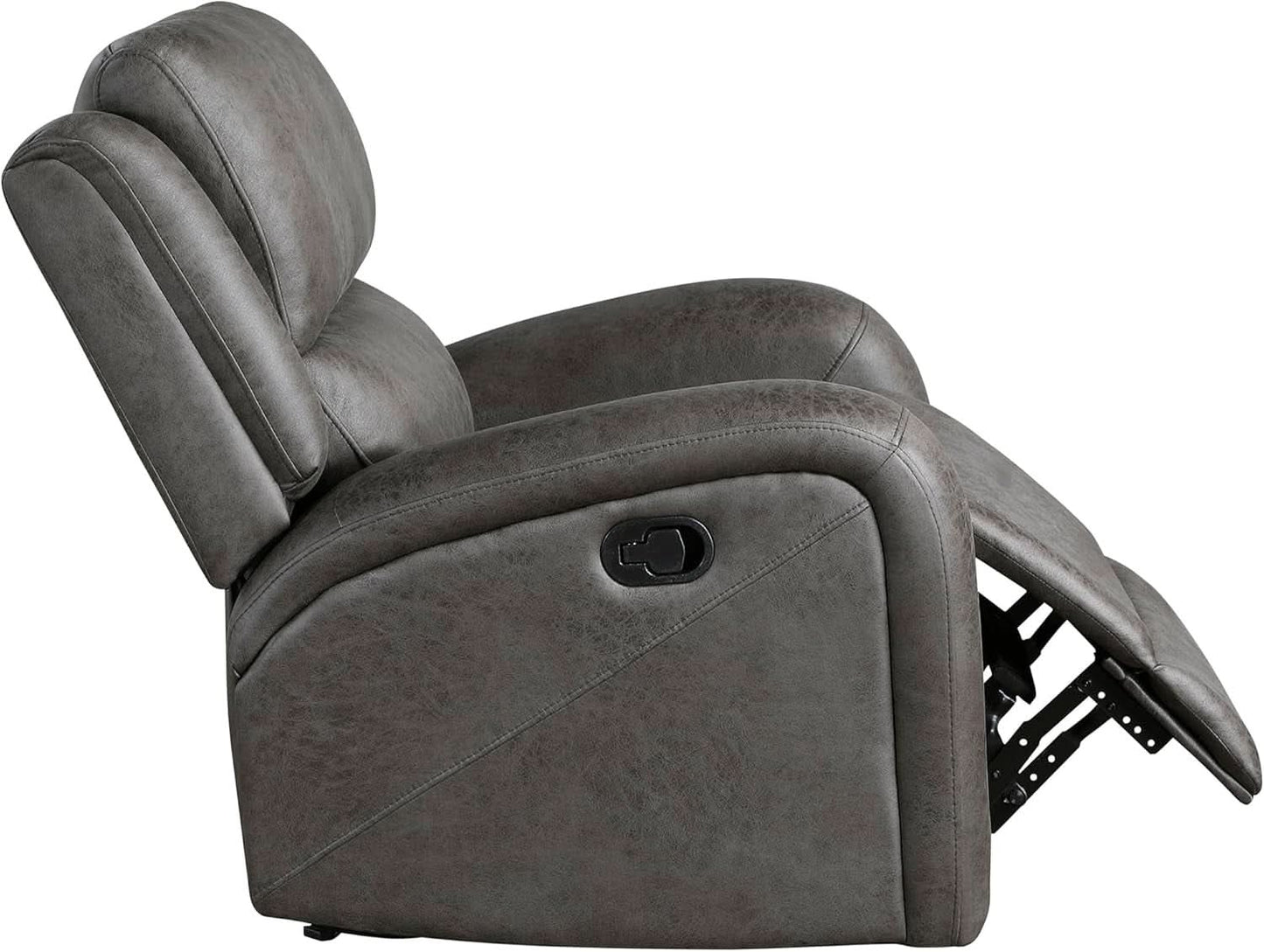 Grey Rocker Recliner Chair With Manual Recline Living Room