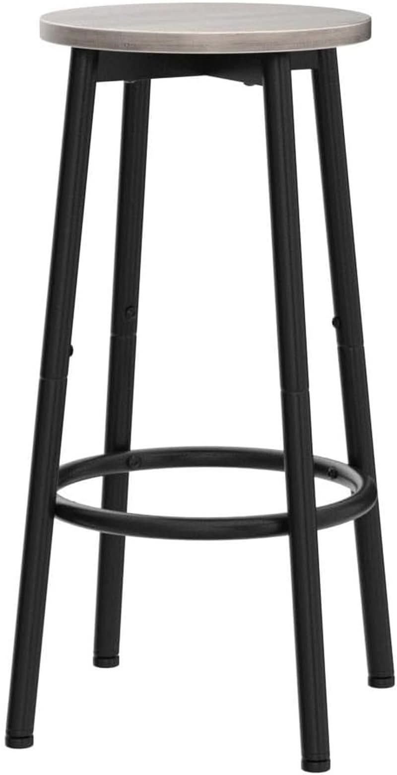 Greige Bar Stools Set Of 2 11.8 Inch Square Seats With Footrest