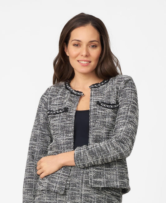 Cable and Gauge Womens Chain Detail Boucle Lady Jacket, XL