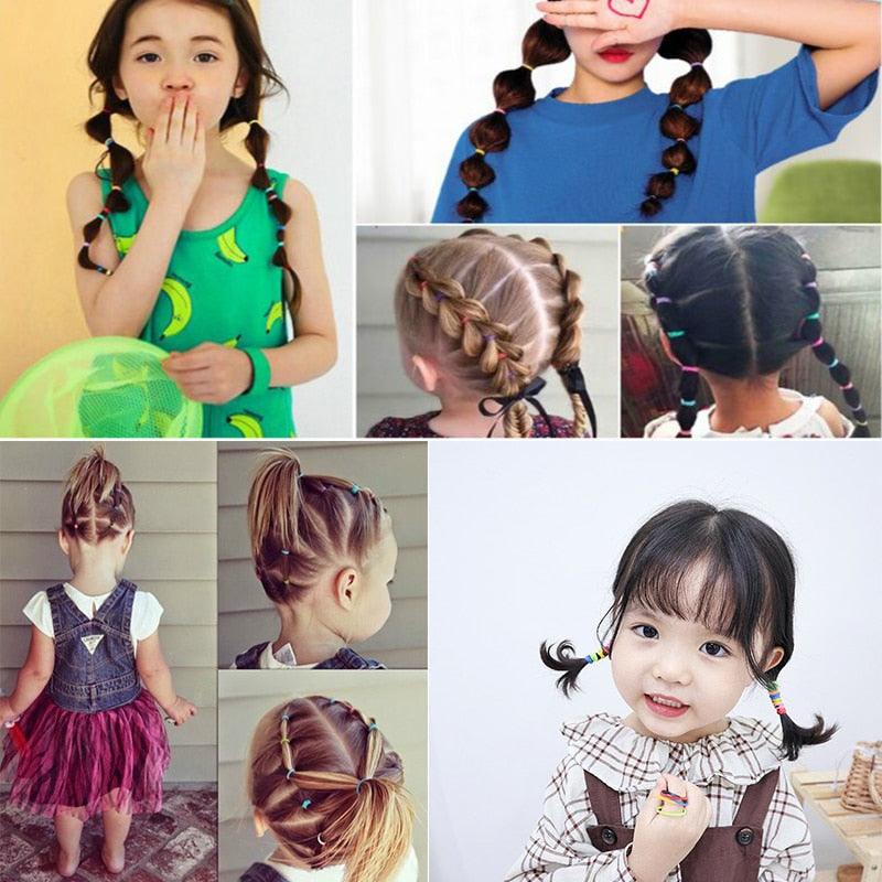 1500Pcs/Bag Girls Colorful Small Disposable Rubber Bands Children Elastic Hair Bands Ponytail Holder Scrunchie Ponytail Holder Accessories for Women Girls