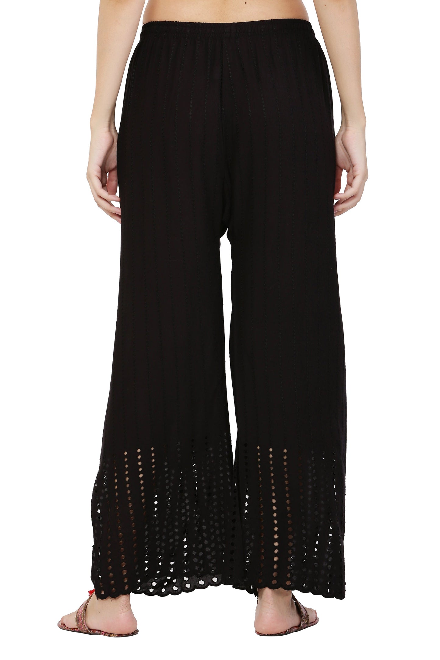 PAVONINE Black Color Goti Aari Work Rayon Fabric Sharara For Women