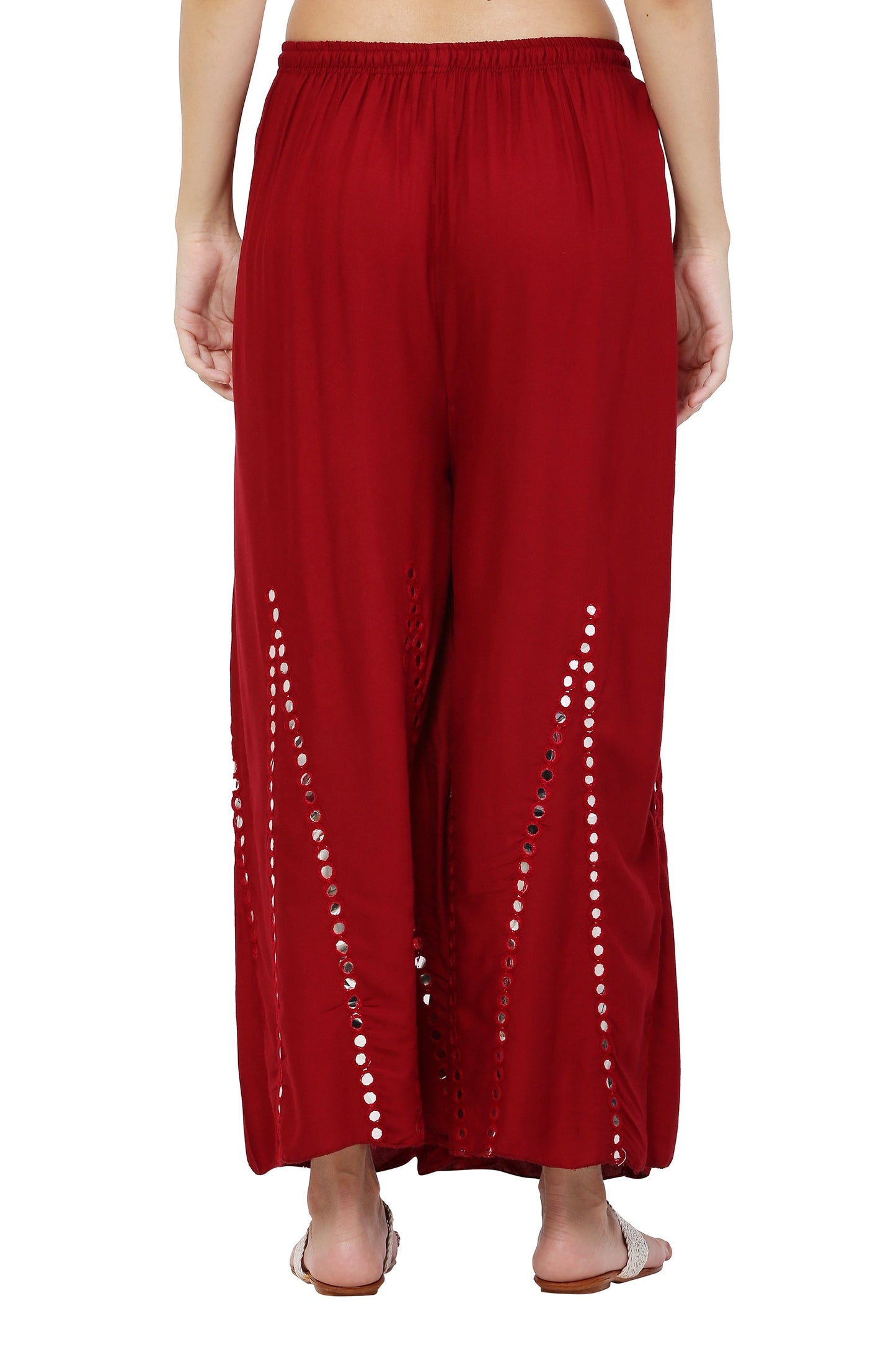 PAVONINE Maroon Color Mirror Embroidery Work Sharara For Women