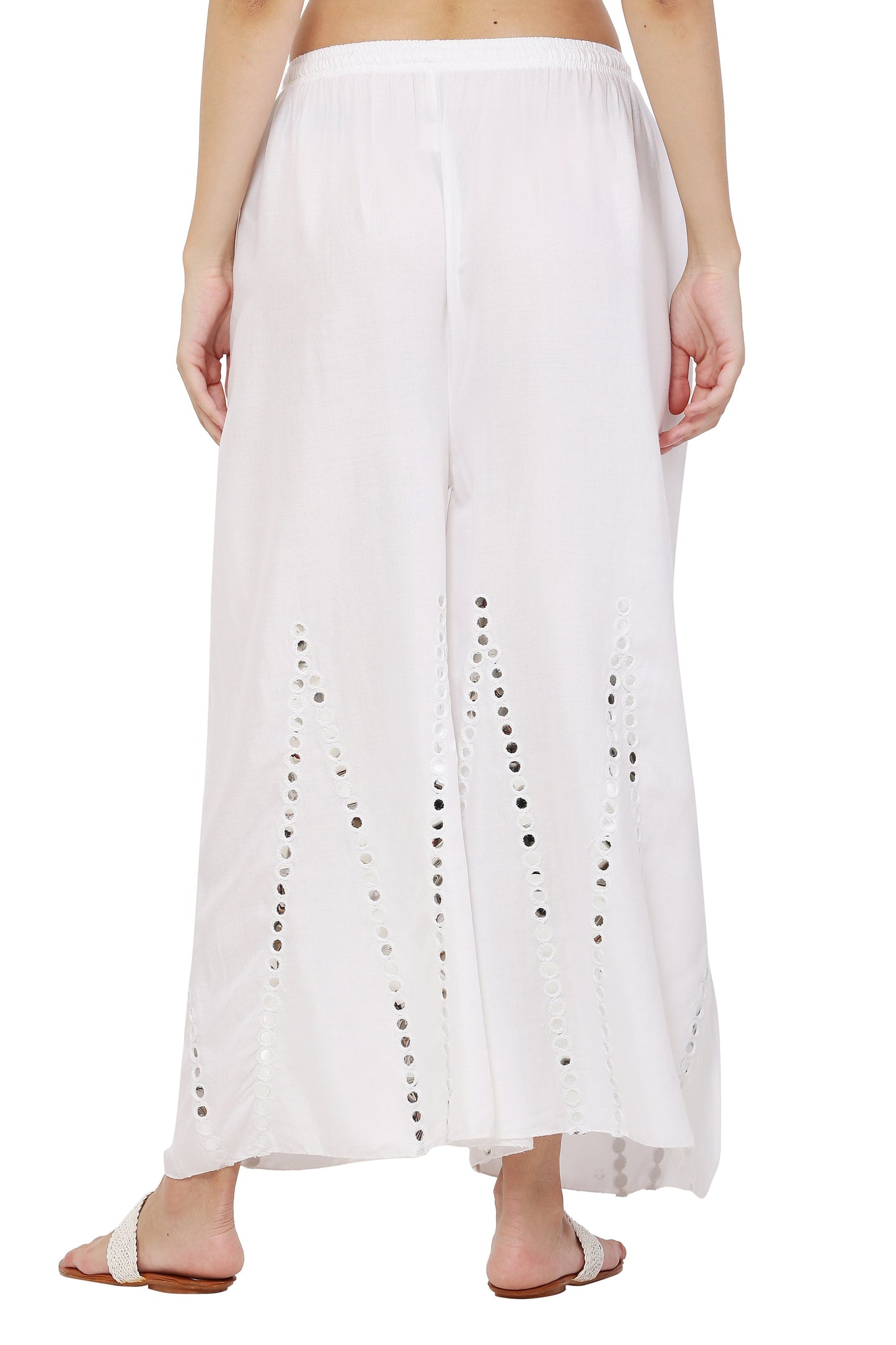 PAVONINE White Color Mirror Embroidery Work Sharara For Women