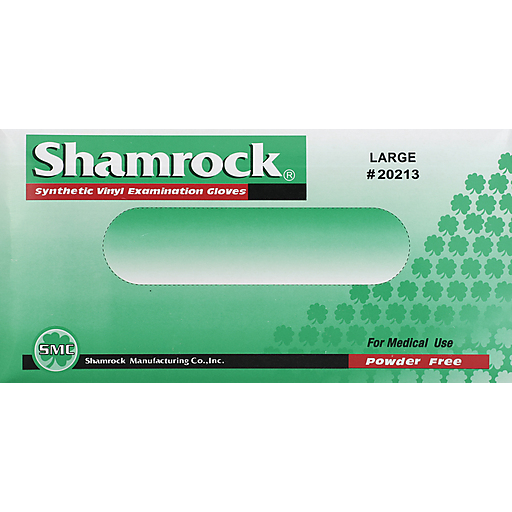Shamrock 20213 Powder Free Clear Vinyl Large Examination Gloves