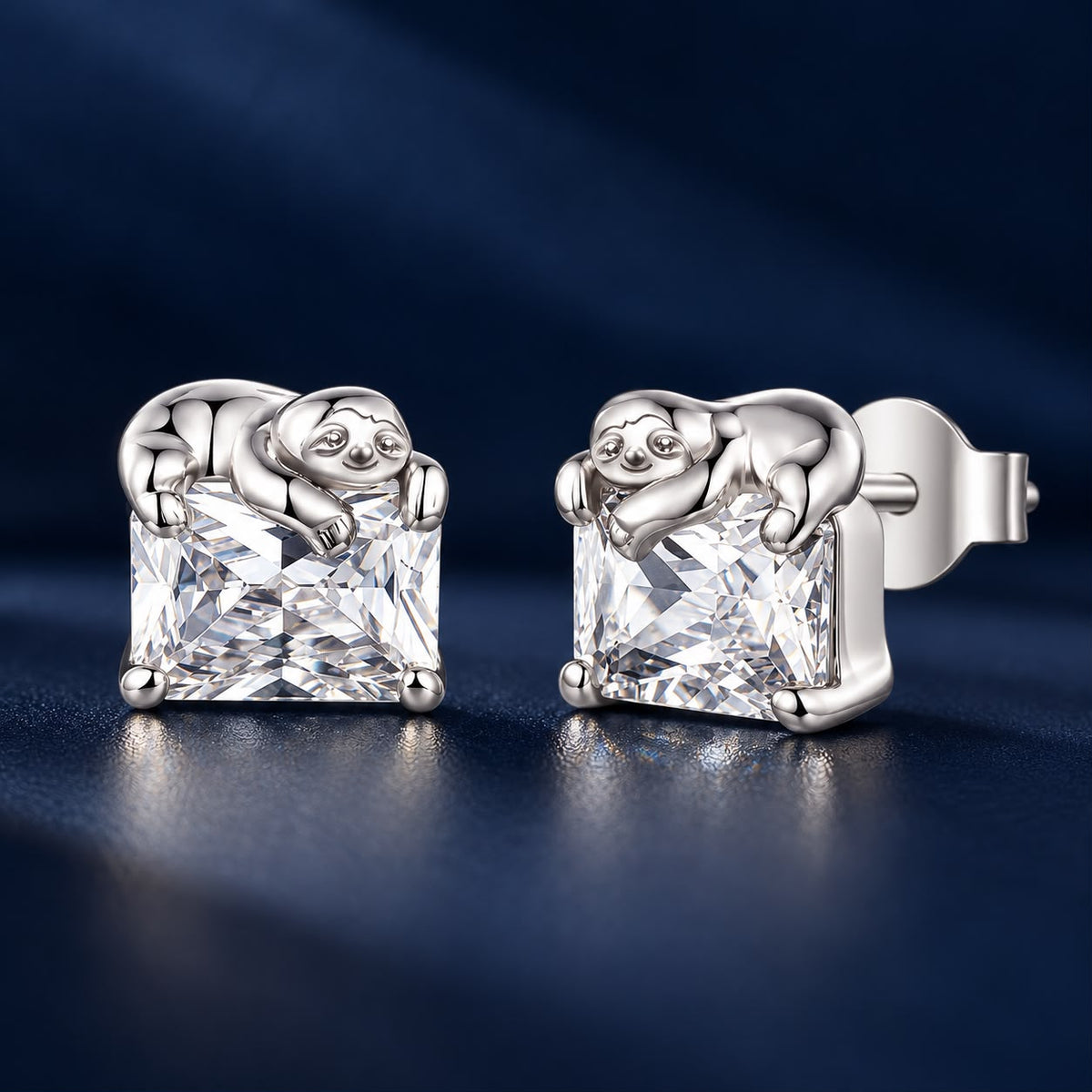 925 Sterling Silver White Gold Plated 0.7x0.7cm Pavé CZ Earrings for Women