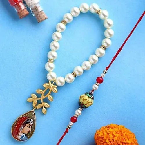 Folk Style Lumba Rakhi Set & Kaju Rolls Box