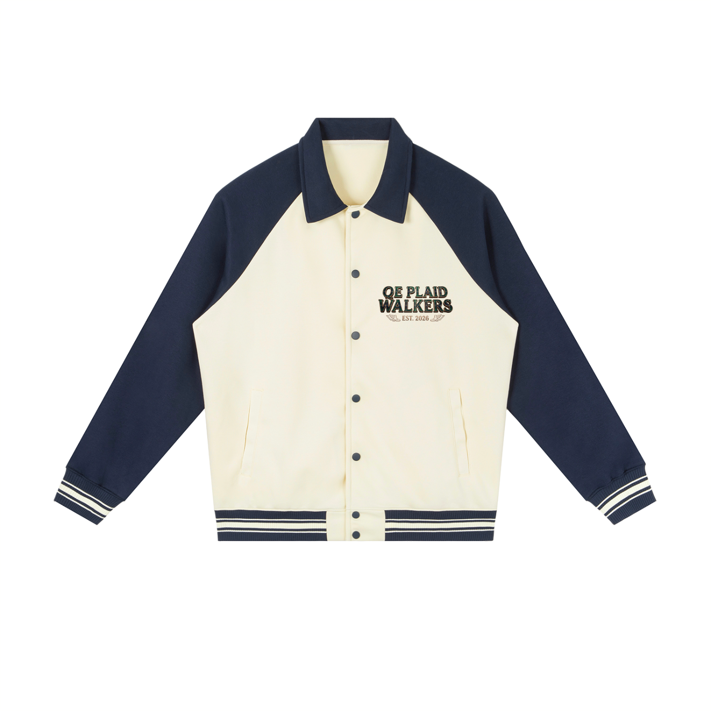 QE Plaid Walkers Sleeve Baseball Jacket