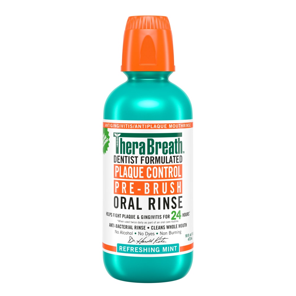 Therabreath Plaque Control Pre-Brush Oral Rinse  Refreshing Mint 16 Oz