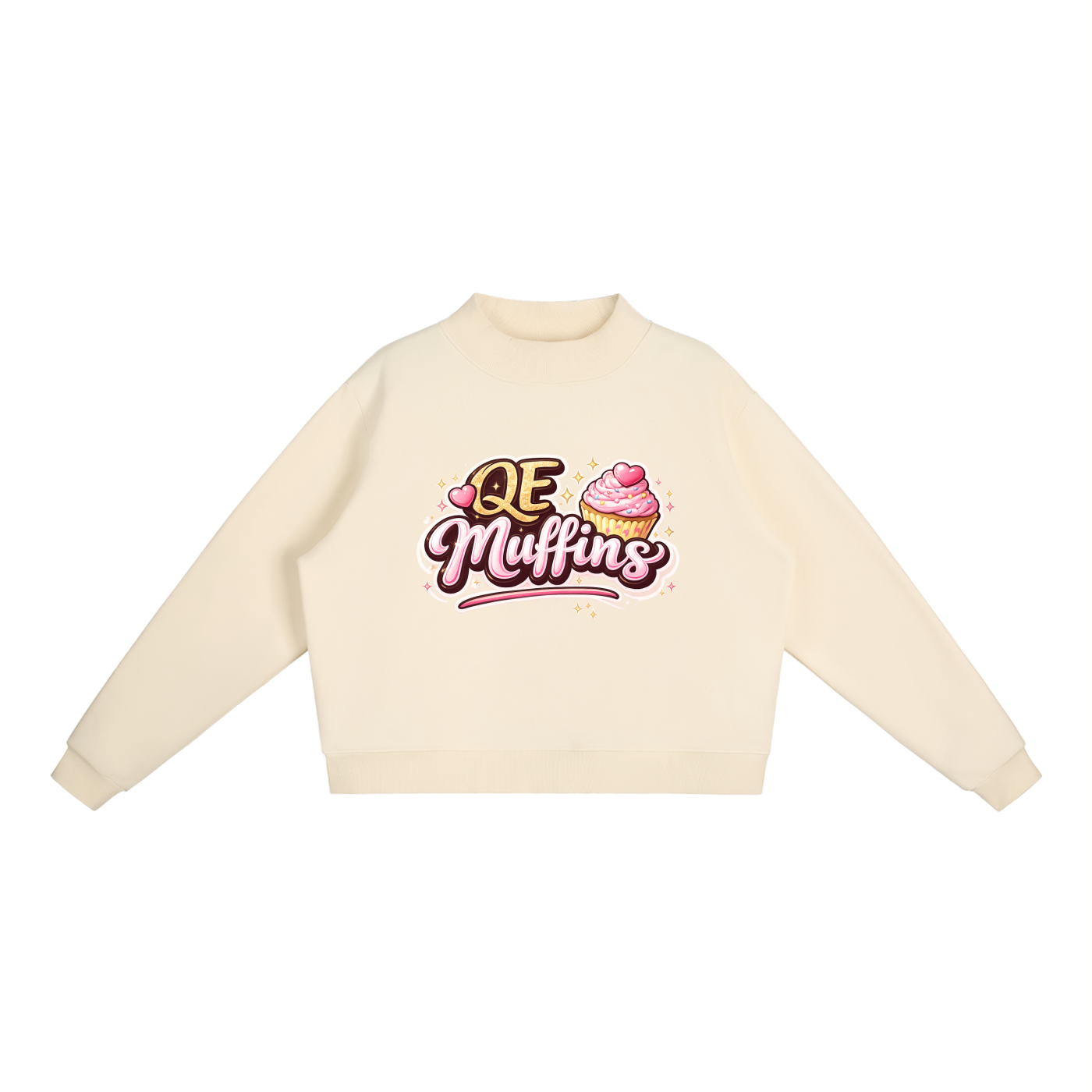 QE Muffins Essential Fleece Mock-Neck Crew Sweatshirt