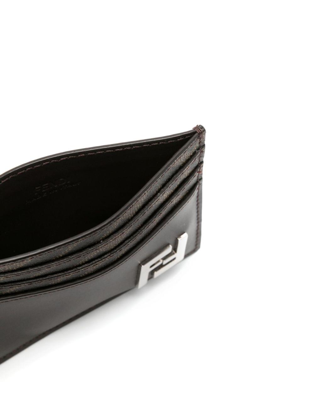Fendi Men Leather And Ff Canvas Squared Card Holder