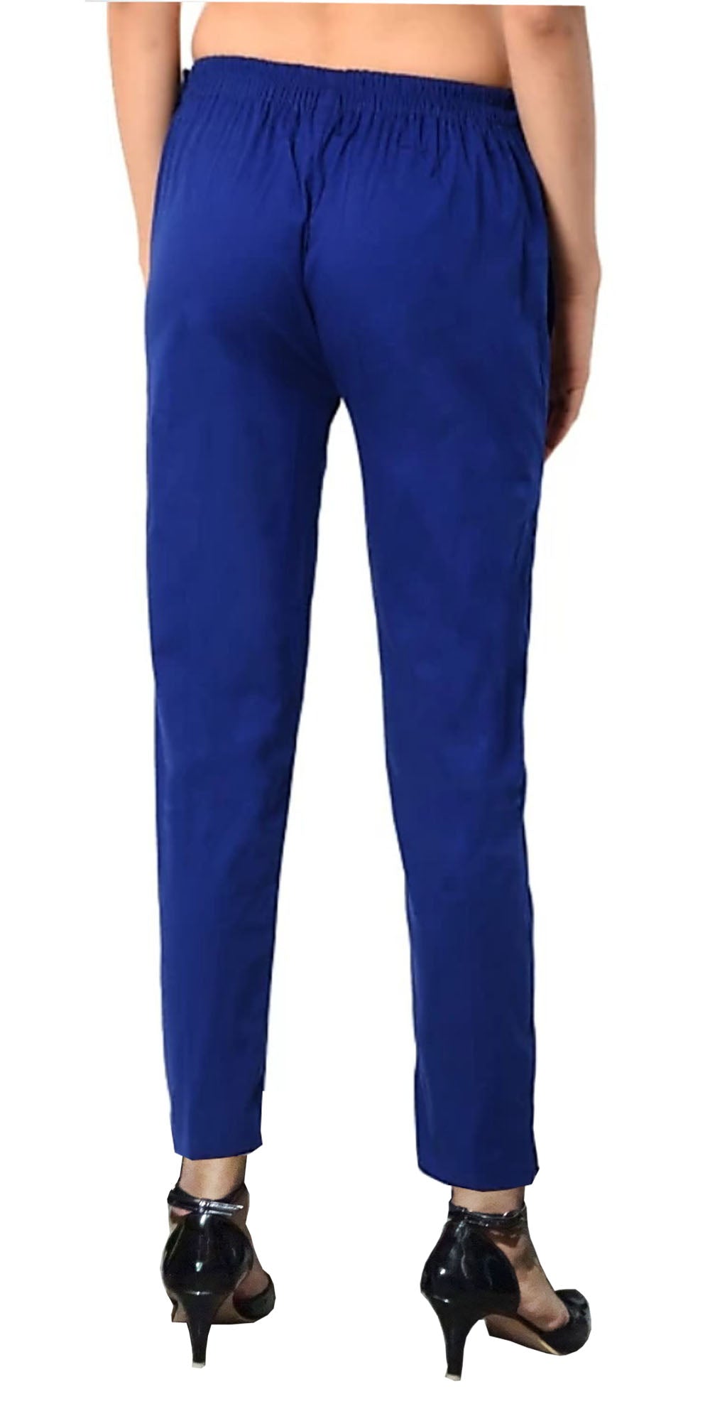 PAVONINE Royal Blue Color Stretchable Cotton Lycra Fabric Pencil Pant For Women