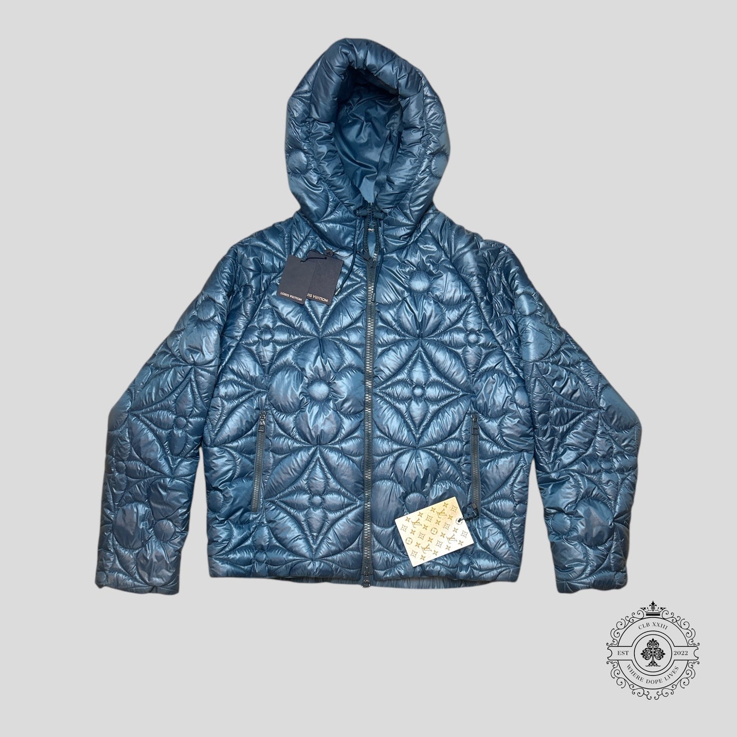 Louis Vuitton LVSE Flower Quilted Hoodie Jacket in Blue