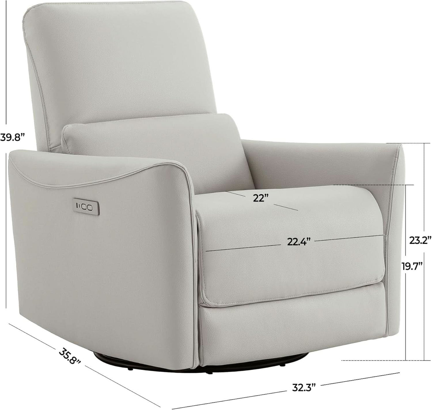 Cream Power Recliner Chair With USB Charging Lumbar Support
